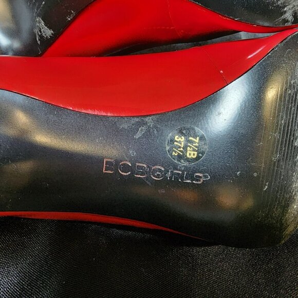BCBGirls Red Peep Toe Heels Size 7.5 | 4 Inch High Heel Pumps Classic Dress Shoe - Picture 7 of 8
